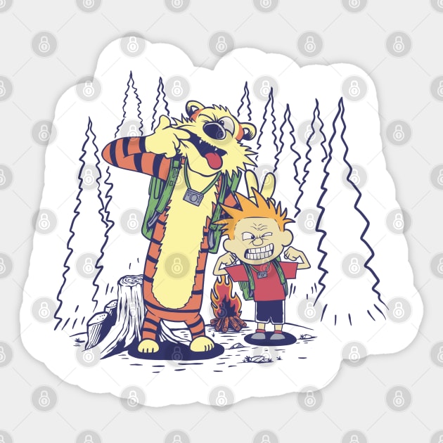 Calvin and Hobbes Let's Hiking Sticker by soggyfroggie